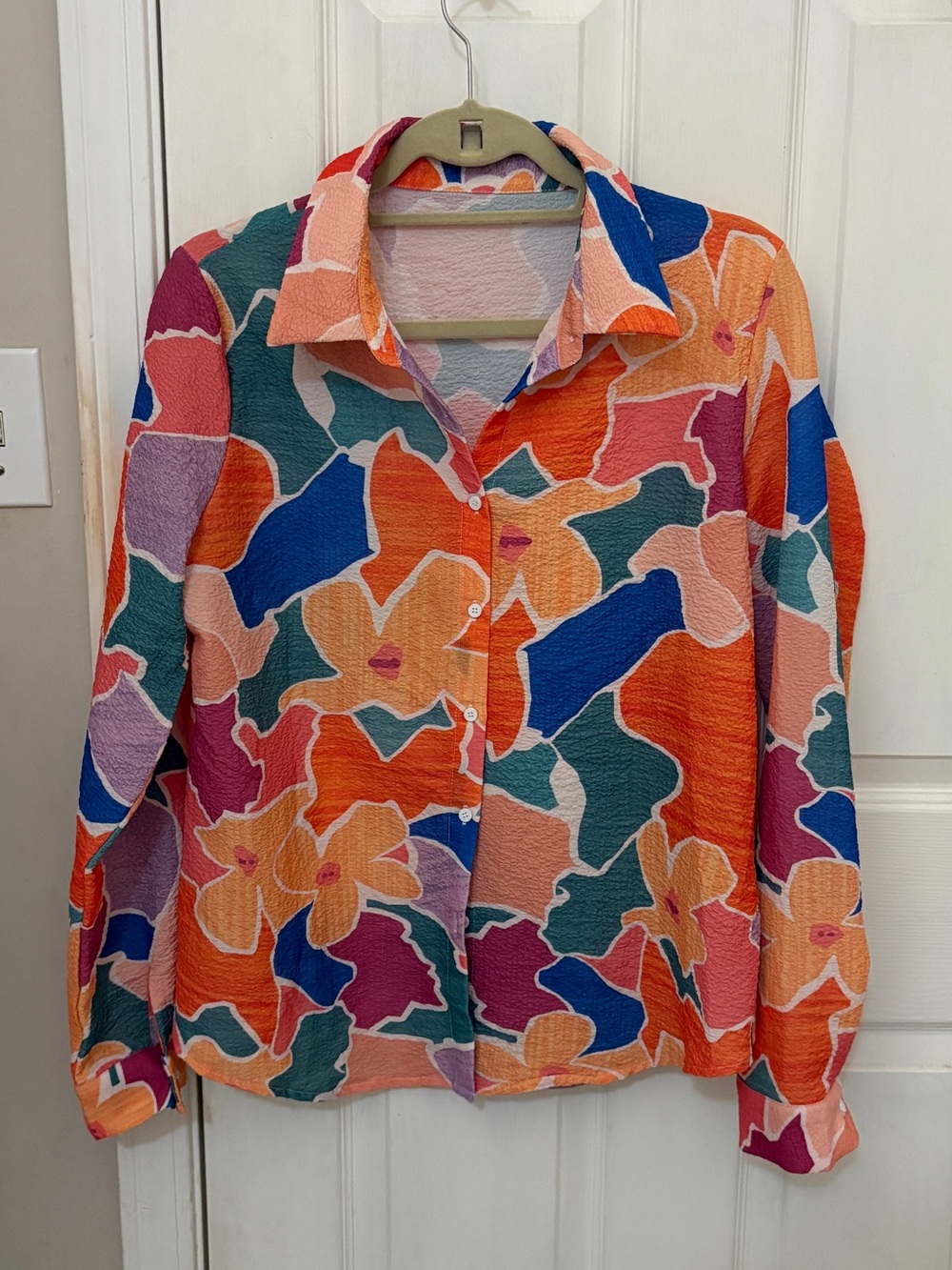 SHEIN Button Down Patterned Blouse